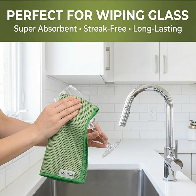2-in-1 Scrub & Wipe Microfiber Cleaning Cloths – Non-Scratch Scrubbing Side + Soft Absorbent Side – Reusable Dual-Sided Cleaning Towels (12 Pack)