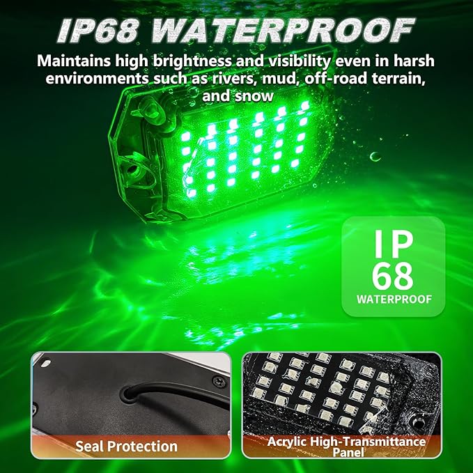 8Pods Full Angle RGB LED Rock Lights Full Kit for Jeep Trucks ATV UTV SXS RZR SUV Golf Cart Offroad Pickup, 240Chip Waterproof Multicolor Underglow Light with APP/RF Remote, Neon Underbody Accent 12V