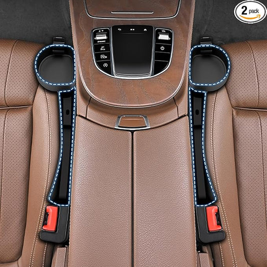Car Seat Gap Filler, Seat Gap Organizer with Phone Holder, Car Seat Accessories Fit Car SUV Truck, 2PCS Seat Gap Filler with Purse Hook for Car, Black