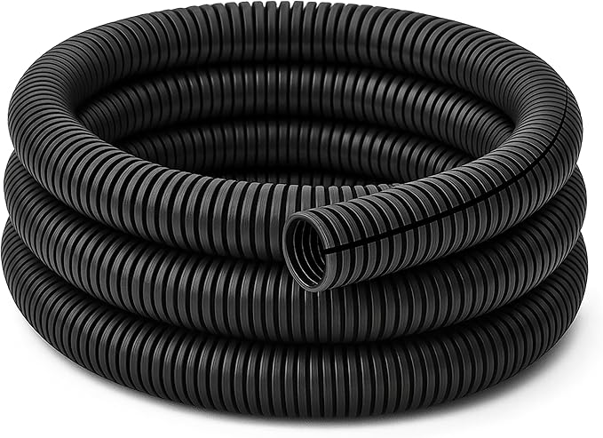Electriduct Split Wire Loom Tubing Polyethylene Corrugated Flexible Conduit - 3/8" Nominal Size - 100 Feet - Black