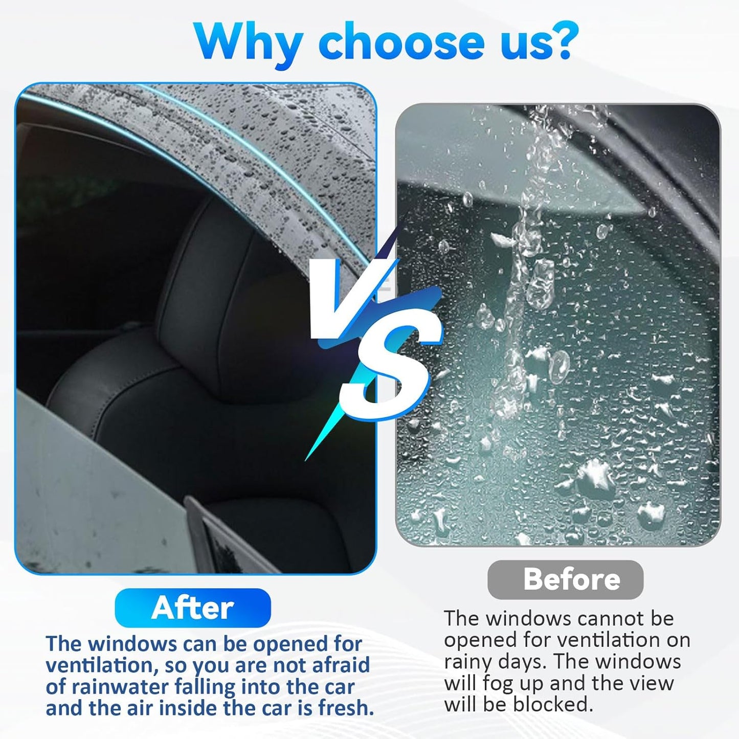 4pcs Front+Rear Smoke Tint Sun/Rain Guard Outside Mount Tape-On Vent Window Visors Compatible with 10-17 Terrain