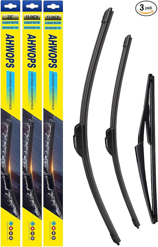 3 Wiper Front and Rear Wiper Blades for Nissan Rogue Sport 2017-2022, OE Original Style (28″/18″ Front/12″ Rear) For My Car