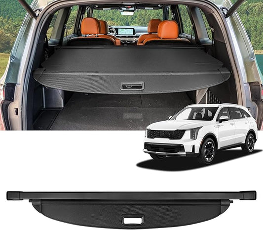 Cargo Cover for Kia Sorento 2026 2025-2021 Accessories Retractable Trunk Cover Security Shielding Shade Cargo Luggage Cover Trunk Privacy Protection (Carbon Fiber Texture)