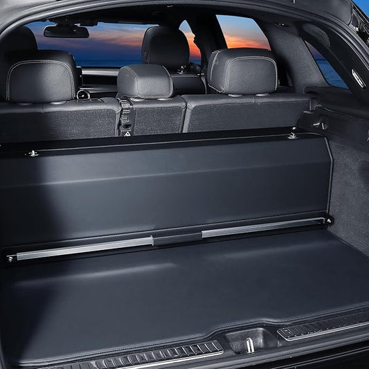 Car Trunk Organizer, Leather Trunk Organizer with LED Light Car Storage Box with Lid and Push-pull Handle Organizer Trunk Storage for SUV, Trunk, Minivan (Black, 37 x 11.4 x 12.2in)