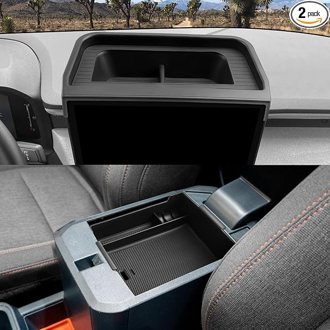 CDEFG 2PCS for 2025 2026 Ford Maverick Center Console Organizer Tray, for 2025 2026 Ford Maverick Accessories Dash Screen Organizer Dashboard Behind-Screen Storage Box
