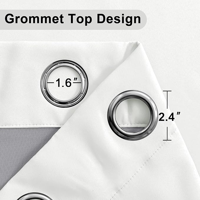 XWZO 100% Blackout Curtains 108 Inches Long with Tiebacks- Heat and Full Light Blocking, Thermal Insulated Window Panels with Grommets for Bedroom/Nursery, Ivory, W52 x L108, Set of 2 Draperies