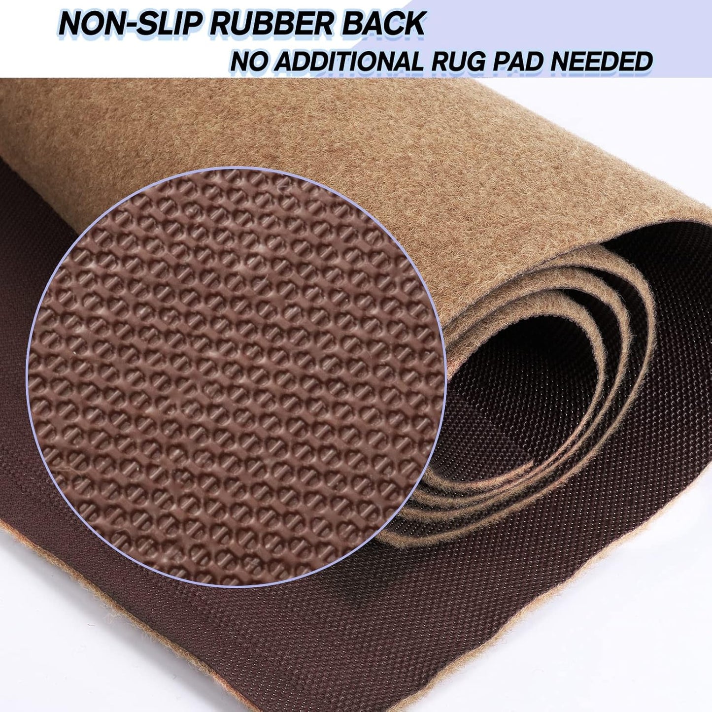 Custom Size Backed Non-Slip Area Rugs Runner, Easy Clean, Waterproof Runner Rugs for Hallway Entryway, Kitchen, Laundry, 4FT x 53FT, Beige