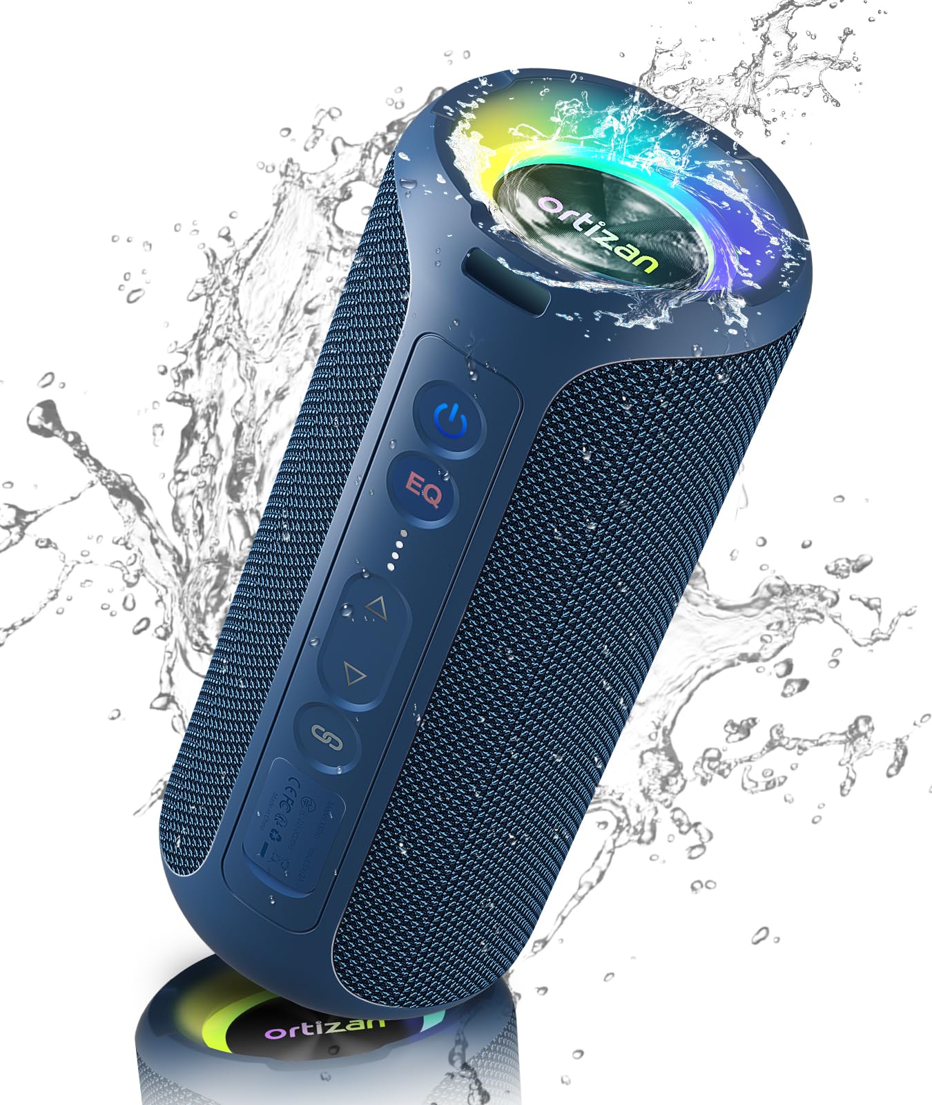 Ortizan Bluetooth Speaker, Portable with Big Audio, Wireless Stereo, 40W Deep Bass, RGB Light, BT5.3, Waterproof Shower Speakers for Outdoor/Beach/Home, Electronic Gift, Blue