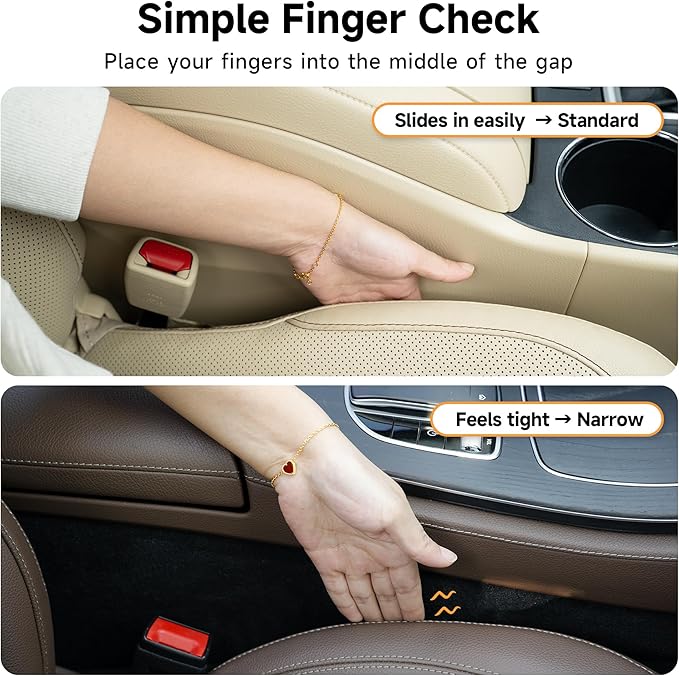Car Seat Gap Filler Set of 2, 3IN1 Seat Side Gap Filler Plug with Storage Slot & Hook Function, Soft Foam Universal Fit Car SUV Truck Fill Gap Between Seats Console Organizer（Narrow Deep Brown）
