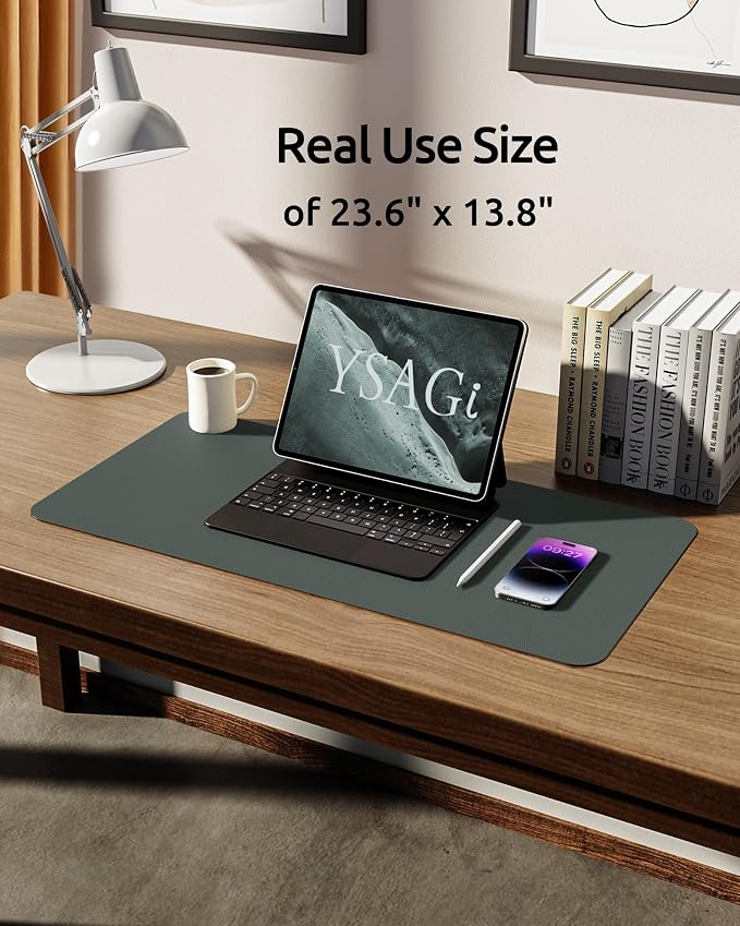 YSAGi Leather Desk Pad Protector, Office Desk Mat, Large Mouse Pad, Non-Slip PU