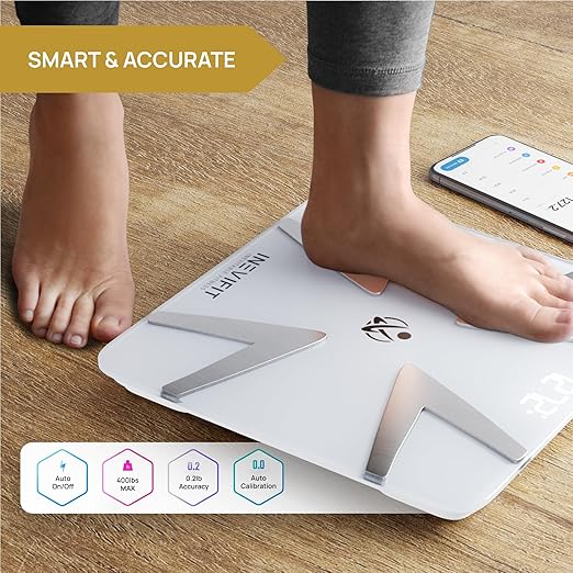 INEVIFIT Smart Body Fat Scale, Highly Accurate Bluetooth Digital Bathroom Body Composition Analyzer, Measures Weight, Body Fat, Water, Muscle, BMI, Visceral Fat & Bone Mass for Unlimited Users