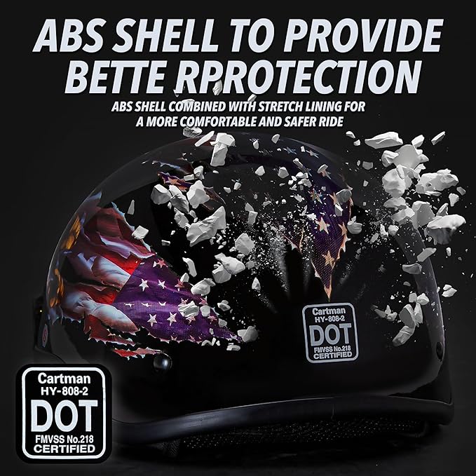Cartman Cruiser Scooter Motorcycle Half Face Helmet, Patriotic Eagle USA Graphics, DOT Approved for Bike Scooter ATV UTV Chopper, Medium