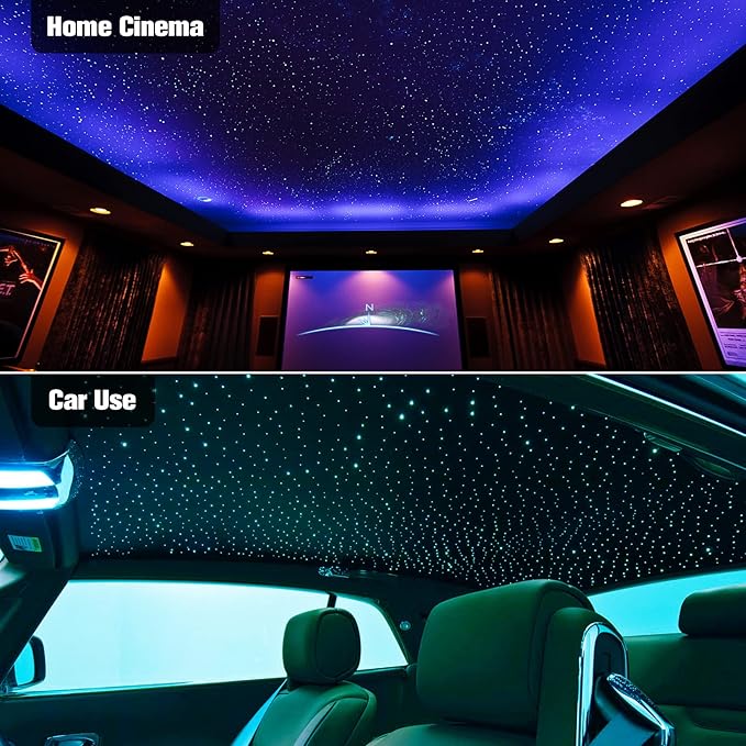 CHINLY Twinkle 570pcs 9.8ft (0.03in+0.04in+0.06in) Starlight Headliner Fiber Optic Lights kit,Music Mode Bluetooth APP Control Remote,RGBW Twinkle Star Lights for Star Headliner/Home Ceiling/Theater