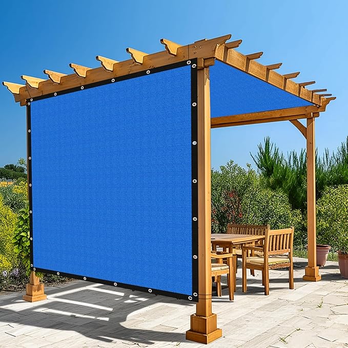 Amagenix 90% Pergola Shade Cover 12' X 12' Sun Shade Cloth with Grommets for Outdoor Garden Patio Porch, Commercial Grade 200 GSM - Cable Zip Ties Included (We Customized) GN108, Blue