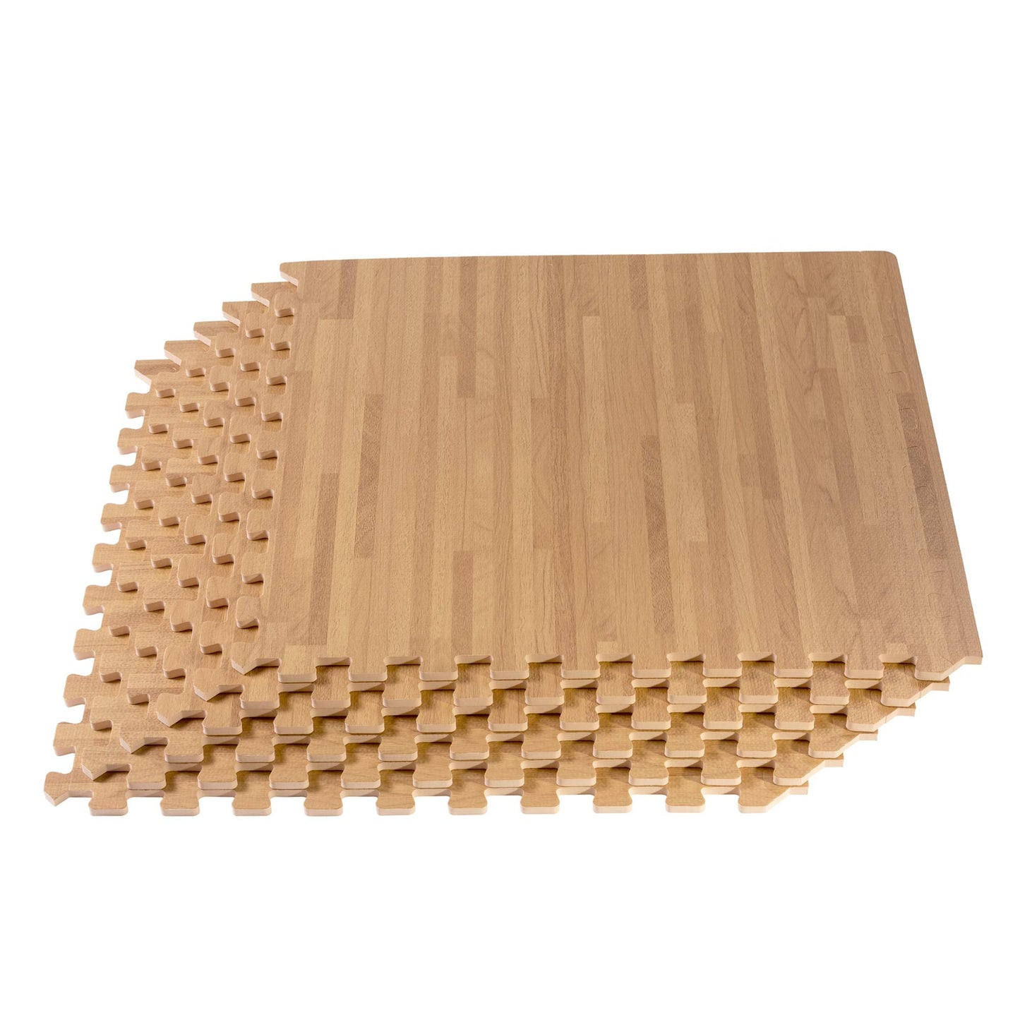 Forest Floor 3/8 Inch Thick Printed Foam Tiles, Premium Wood Grain Interlocking Foam Floor Mats, Anti-Fatigue Flooring – Stylish Flooring Solution, White Oak, 16 Sq Ft