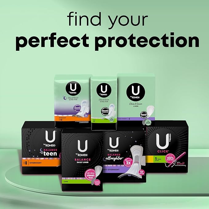 U by Kotex Clean & Secure Panty Liners, Light Absorbency, Regular Length, 516 Count (4 Packs of 129) (Packaging May Vary)