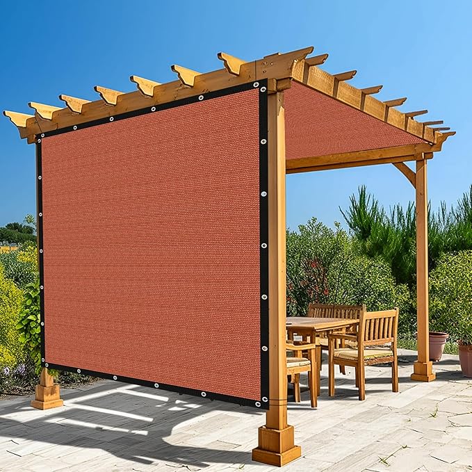 Amagenix 90% Pergola Shade Cover 6' X 16' Sun Shade Cloth with Grommets for Outdoor Garden Patio Porch, Commercial Grade 200 GSM - Cable Zip Ties Included (We Customized) GN108, Rust Red