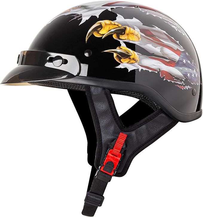Cartman Cruiser Scooter Motorcycle Half Face Helmet, Patriotic Eagle USA Graphics, DOT Approved for Bike Scooter ATV UTV Chopper, Medium