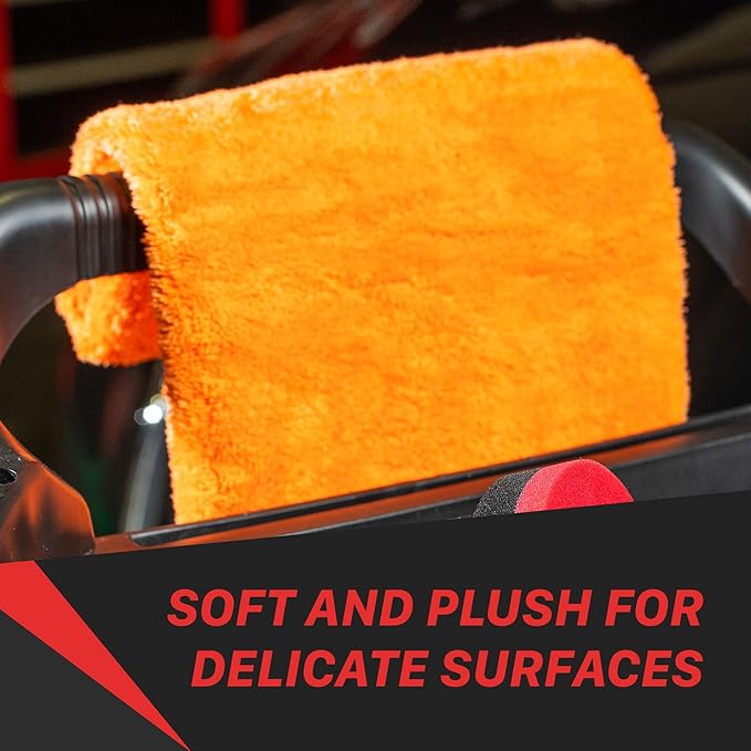 Maxshine 16" x 16" Universal 3-Pack 500GSM Orange Edgeless Microfiber Towel – Ultra-Soft & High Absorbency – Ideal for Car Detailing, Polishing & Finishing – Scratch-Free, Lint-Free Cloth