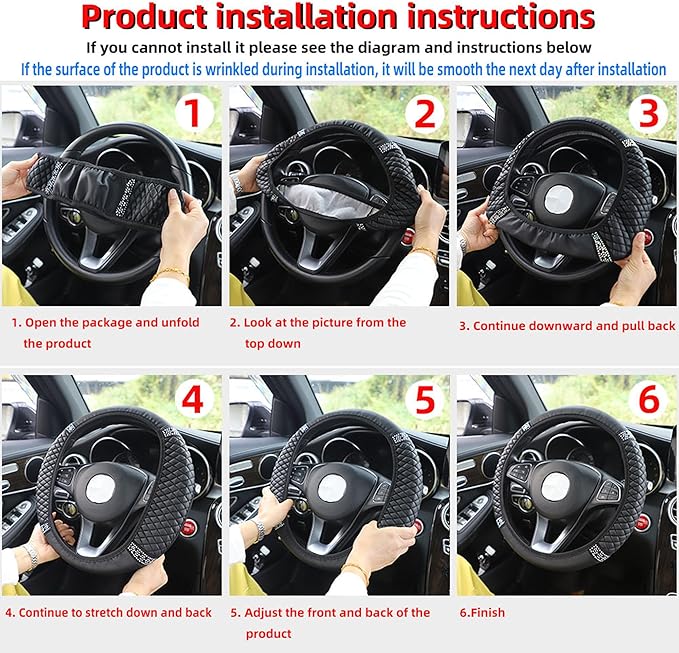 Bling Car Steering Wheel Cover, 15 Inch Rhinestones Soft Leather Elastic Steering Wheel Protector, Sparkly Crystal Diamond for Women Girls, Car Interior Accessories for Most Cars (Orange)