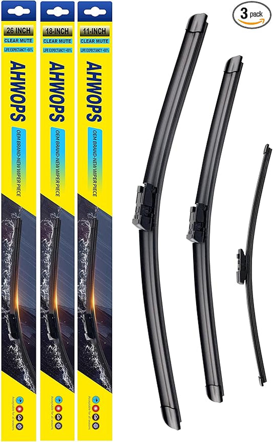 3 Wiper Front and Rear Wiper Blades for Ford Fiesta 2009-2018 - OE Original Style (26″/15″ Front/12″ Rear) For My Car
