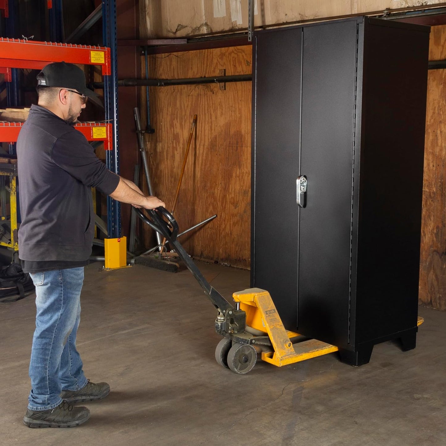 Jamco Tool Storage Cabinets with Bin Mounts, Model DF, Includes 122 Bins, 36-Inch W x 24-Inch D x 78-Inch H, Yellow Bins