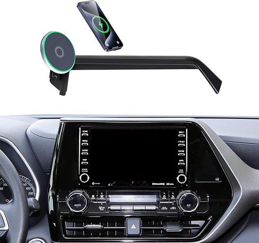 Car Phone Mount for 2020-2025 Toyota Highlander Accessories, Apply to 8 Inch Touch Screen, 15W Fast Wireless Charger Screen Fixed Clip Cell Phone Automobile Cradles Hands-Free