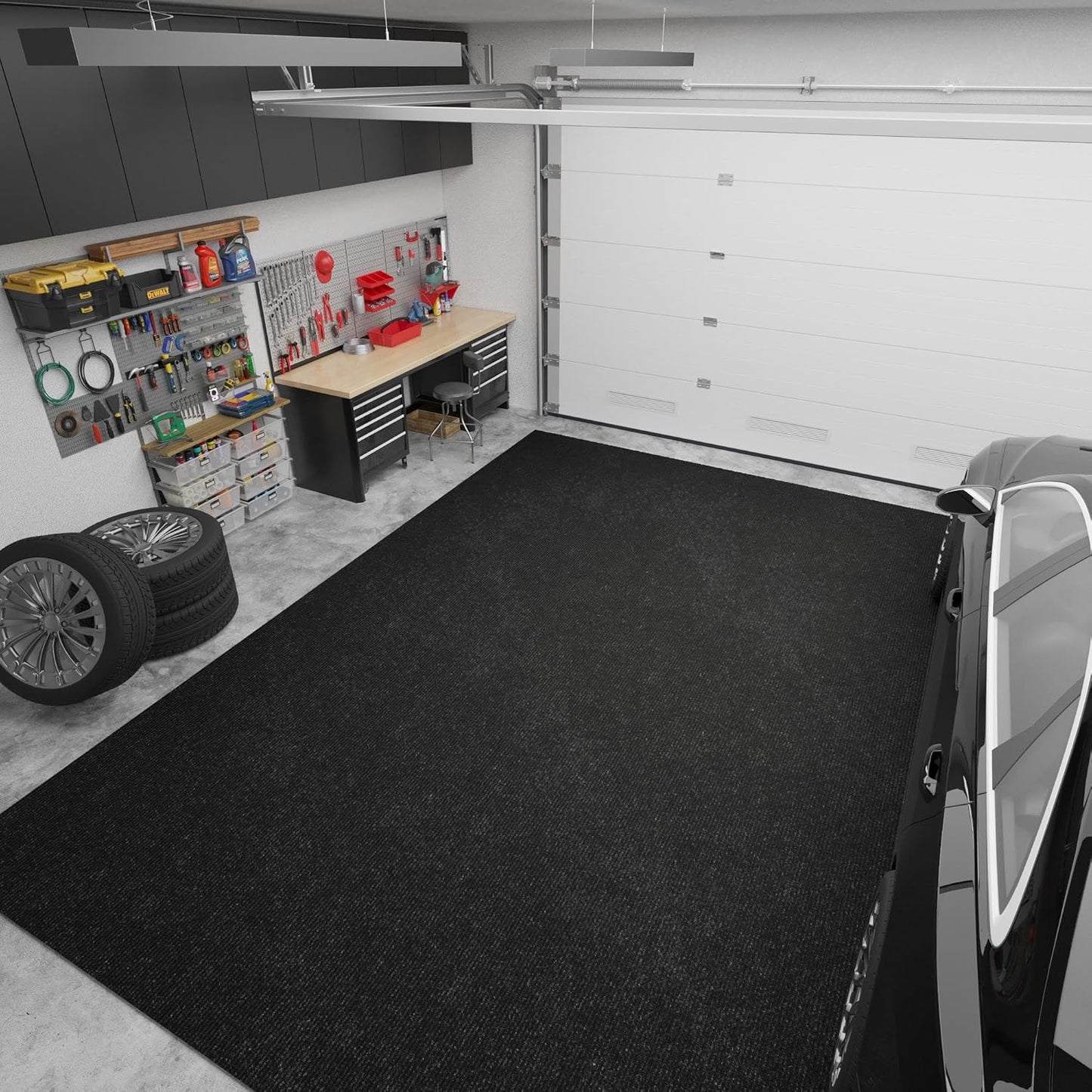 Ottomanson 6'6" x 24' Hallway Runner with Scraper Pile - Extra Durable Non-Slip Rug Mat for Indoor & Outdoor Use - Ideal for Kitchen, Entryway & Garage - High-Traffic Carpet, Black