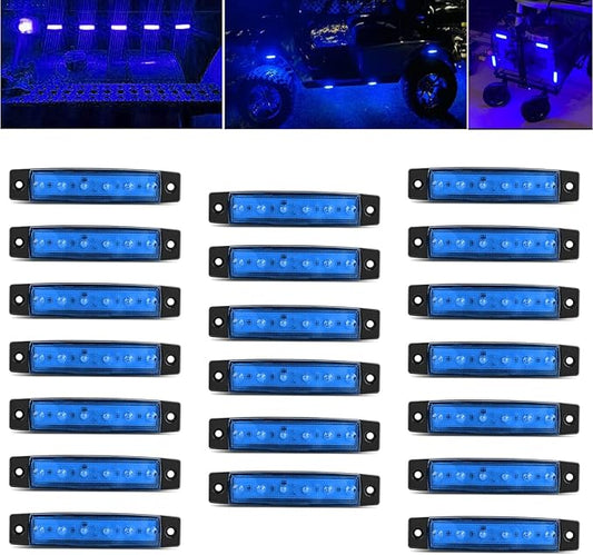 20 Pcs Blue LED Rock Strip Lights,Wheel Well Underglow Lighting Kits,Car Rock Lights Exterior Side Marker Lights for Wrangler Truck Golf Cart RV RV SUV Offroad