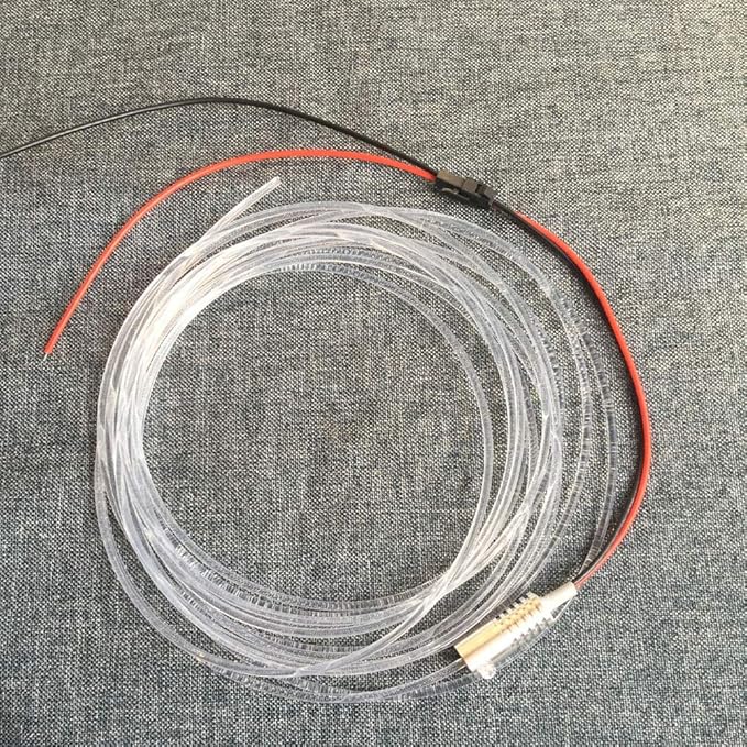 3mm 5meters/16ft PMMA Optic Fiber Cable Side Glow with 12V 1.5W LED Aluminum Illuminator Light Source for Home Car DIY (White)