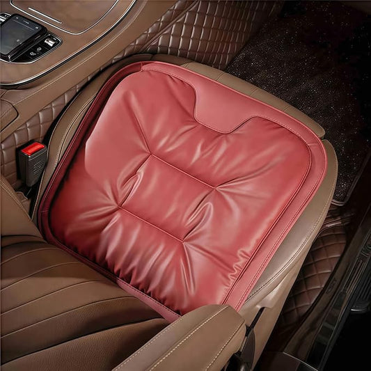 2026 New Skin-Friendly & Dirt-Repellent Leather Seat Cushions, Ergonomic Memory Foam Lumbar Support, Non-Slip Breathable Cover, Removable Washable, Ideal for Drivers & Office Long Sitting (red)