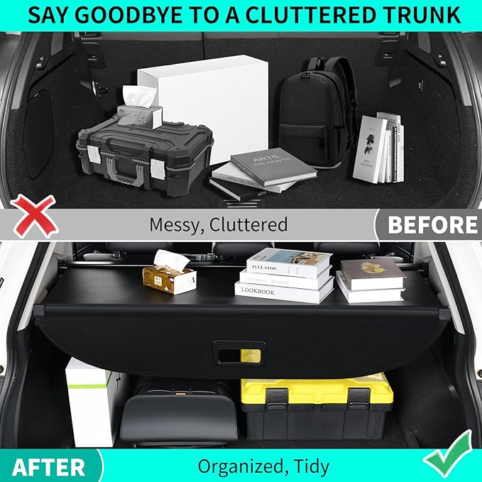 Tecoom Retractable Trunk Cargo Cover fit for Chevrolet Chevy Trax 2024, Rear Car Trunk Cover Accessories, Carbon Fiber Anti-Peeping Security Shade Luggage Privacy Screen