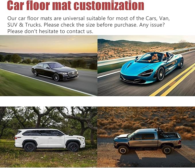 Custom Personalized Floor Mats for Cars，Luxury Full Coverage All Weather Car Floor Mats，Anti-Slip Leather Car Mat Set ，Custom Floor Mats for 99% of Cars, Trucks & SUVs (Pink)