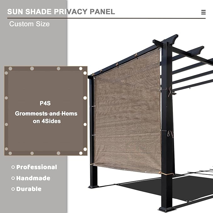 Alion Home Sun Shade Privacy Panel with Grommets and Hems on 4 Sides for Patio, Awning, Window, Pergola or Gazebo - Mocha Brown (12' x 12')