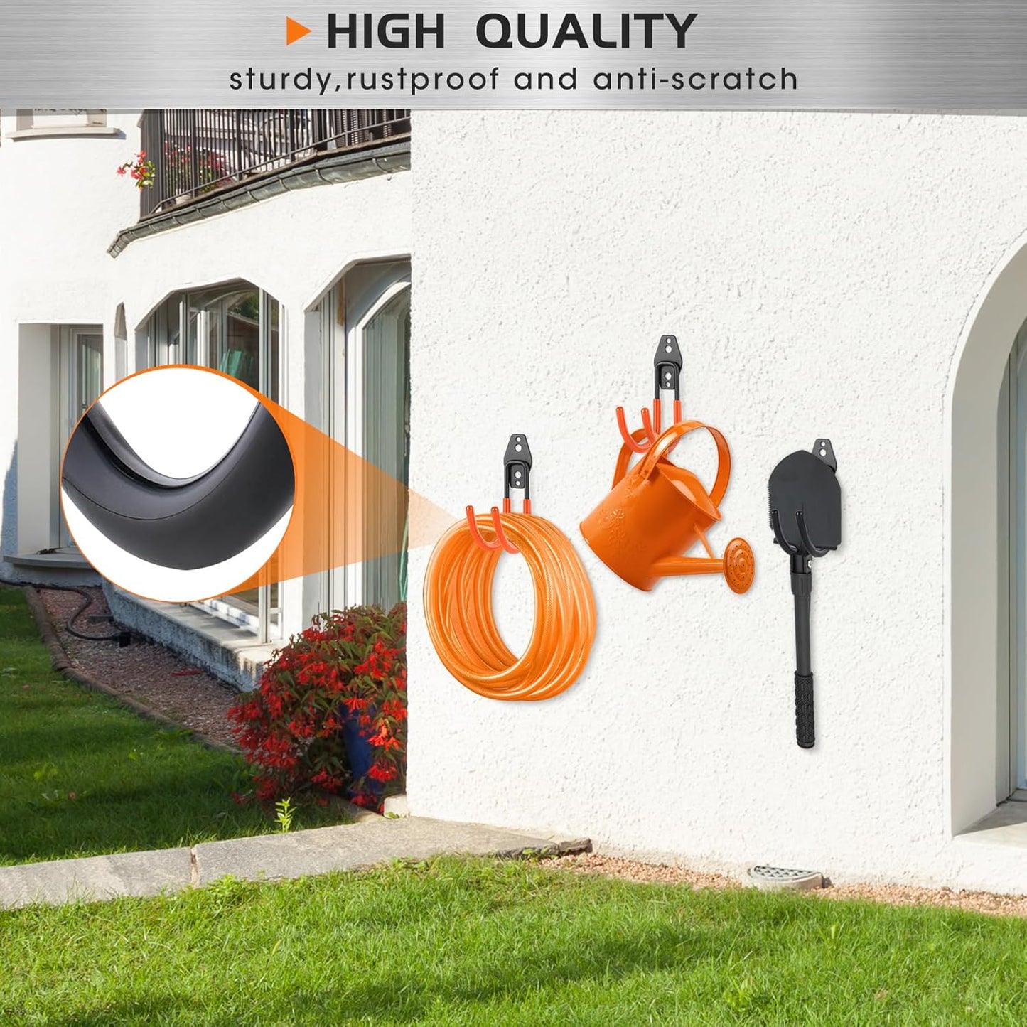 Upgraded Garage Hooks, 6 Pack Heavy Duty Wall Mount Steel Utility Hooks, Storage System Hooks for Power Tools, Garden Hose, Ladder, Bike, Cords, and More