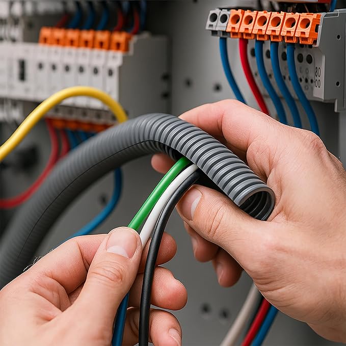 Electriduct Split Wire Loom Tubing Polyethylene Corrugated Flexible Conduit - 1" Nominal Size - 20 Feet - Black