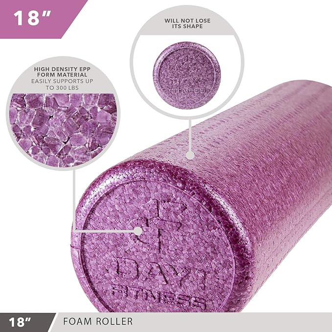 High-Density Round Foam Rollers - 4 Size and 8 Color Options - Massage Rollers for Stretching, Deep Tissue and Myofascial Release