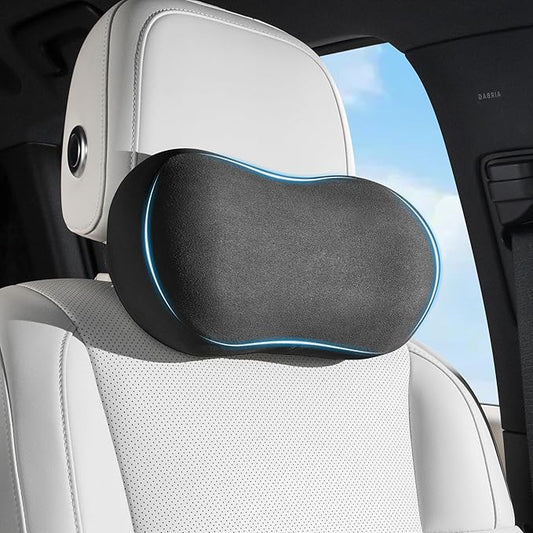 Car Neck Pillow Ergonomic Design Memory Foam Softness Car Headrest Pillow for Neck Support Cushion for Driving, Universal Fit Head Rest Travel Pillow, Fits All Vehicles, Black, 1 Pack