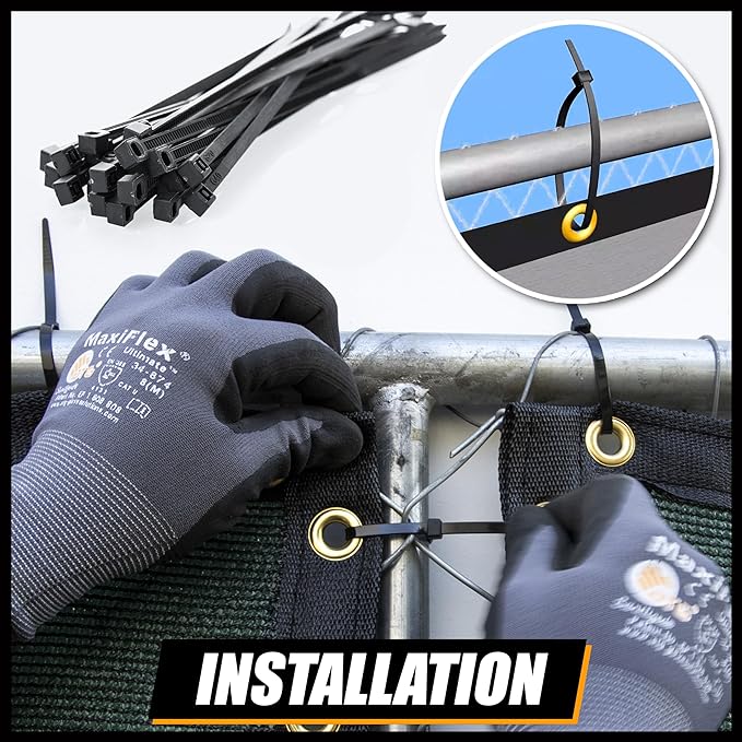 Royal Shade Custom Size 5' x 18' Black Fence Privacy Screen Windscreen Cover Netting Mesh Fabric Cloth - Cable Zip Ties Included (We Make Custom Size)