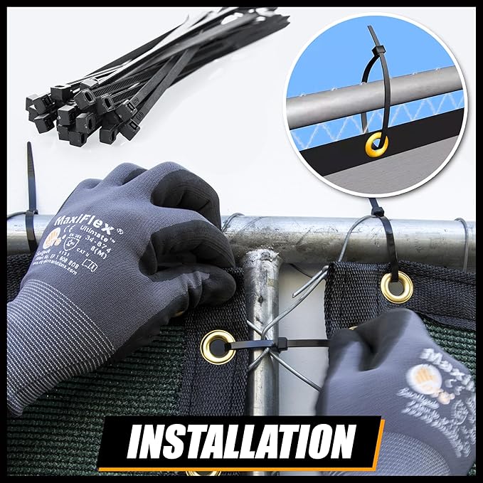 Royal Shade Custom Size 6' x 82' Black Fence Privacy Screen Windscreen Cover Netting Mesh Fabric Cloth - Cable Zip Ties Included (We Make Custom Size)