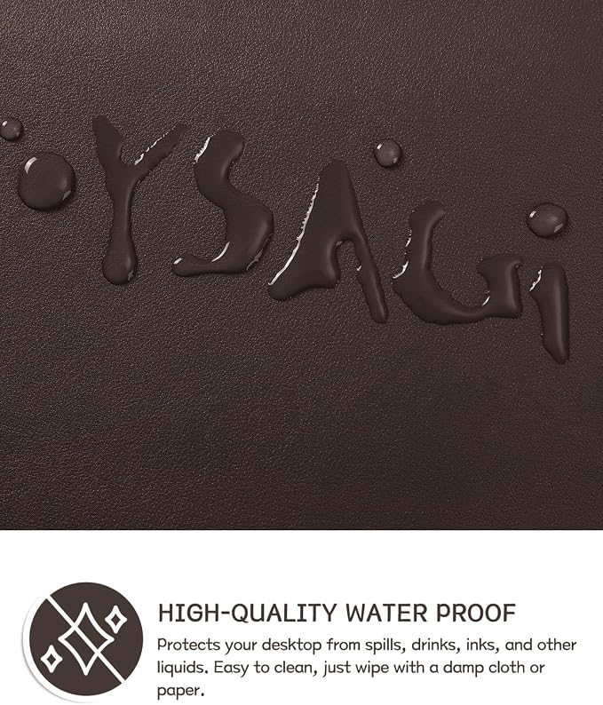 YSAGi Non-Slip Leather Desk Pad, Waterproof Laptop Computer Desk Keyboard Mat
