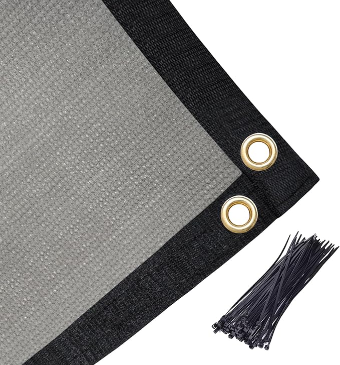 Amagenix 90% Shade Fabric 6'X 21' Gray Sun Shade Cloth with Grommets for Pergola Replacement Shade Cover Canopy, Heavy Duty, Cable Zip Ties Included (We Customized)