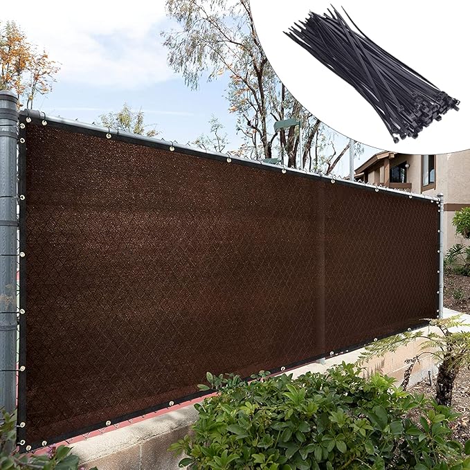 Royal Shade Custom Size 6' x 161' Brown Fence Privacy Screen Windscreen Cover Netting Mesh Fabric Cloth - Cable Zip Ties Included (We Make Custom Size)