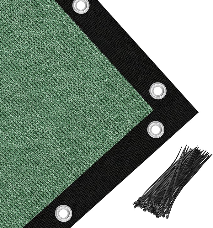 Amagenix 90% Pergola Shade Cover 12' X 18' Sun Shade Cloth with Grommets for Outdoor Garden Patio Porch, Commercial Grade 200 GSM - Cable Zip Ties Included (We Customized) GN108, Green