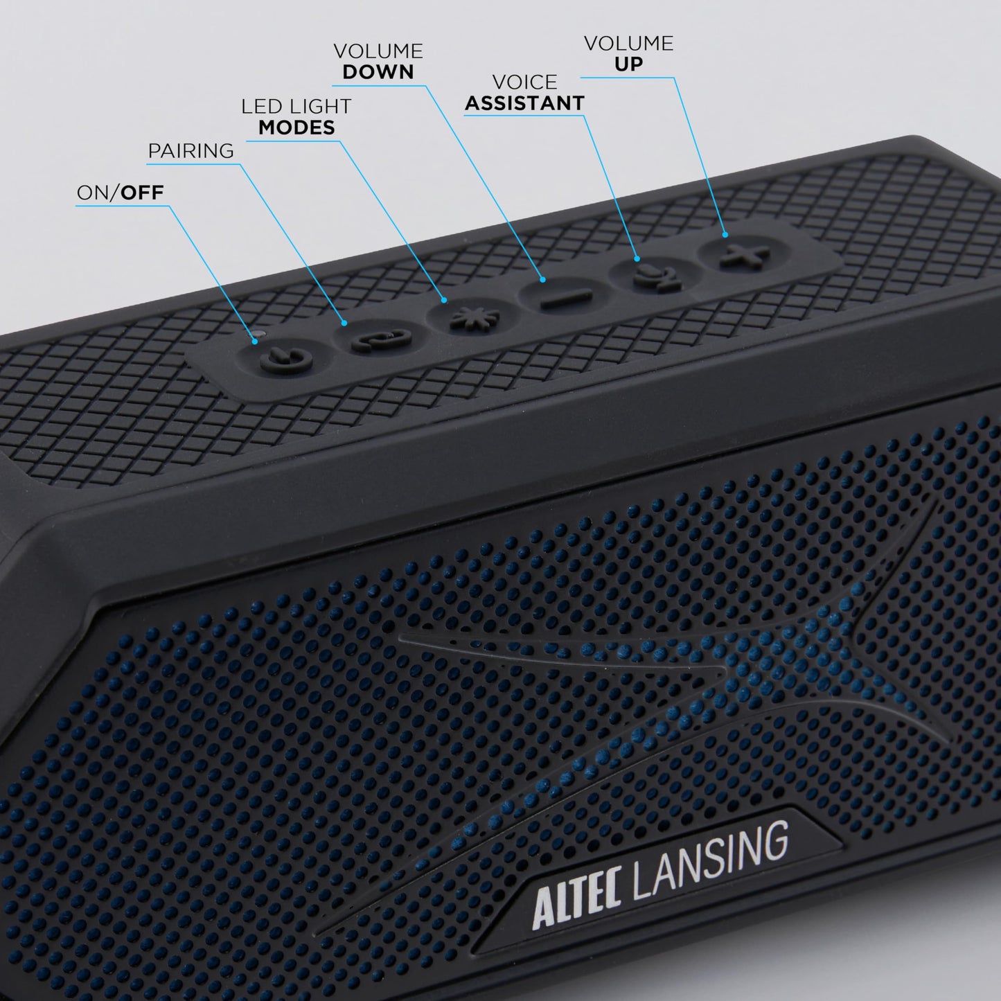 Altec Lansing Magnetic Bluetooth Speaker HYDRAJOLT 2.0, Waterproof IP67, 12W Output Power, 16H Battery, Multicolor LED, 100ft Wireless Range, Voice Assistant, USB-C Quick Charge