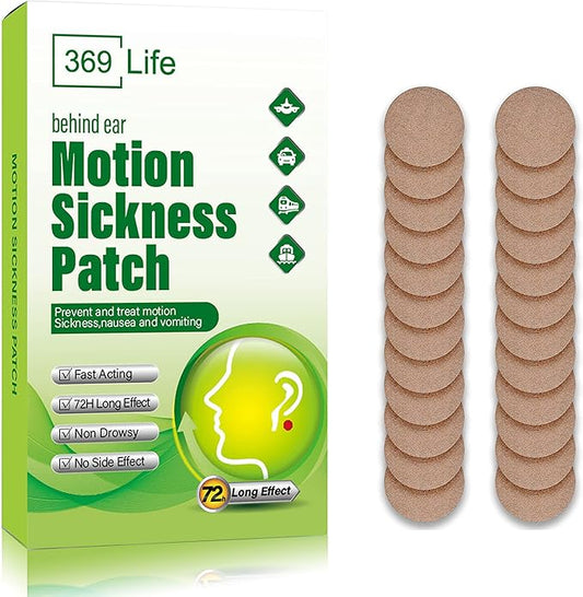 369 Life Motion Sickness Patches for Car and Boat Rides, Ships, Cruise and Airplane & Other Forms of Transport - Travel Essentials, for Adults and Kids (24 Count)
