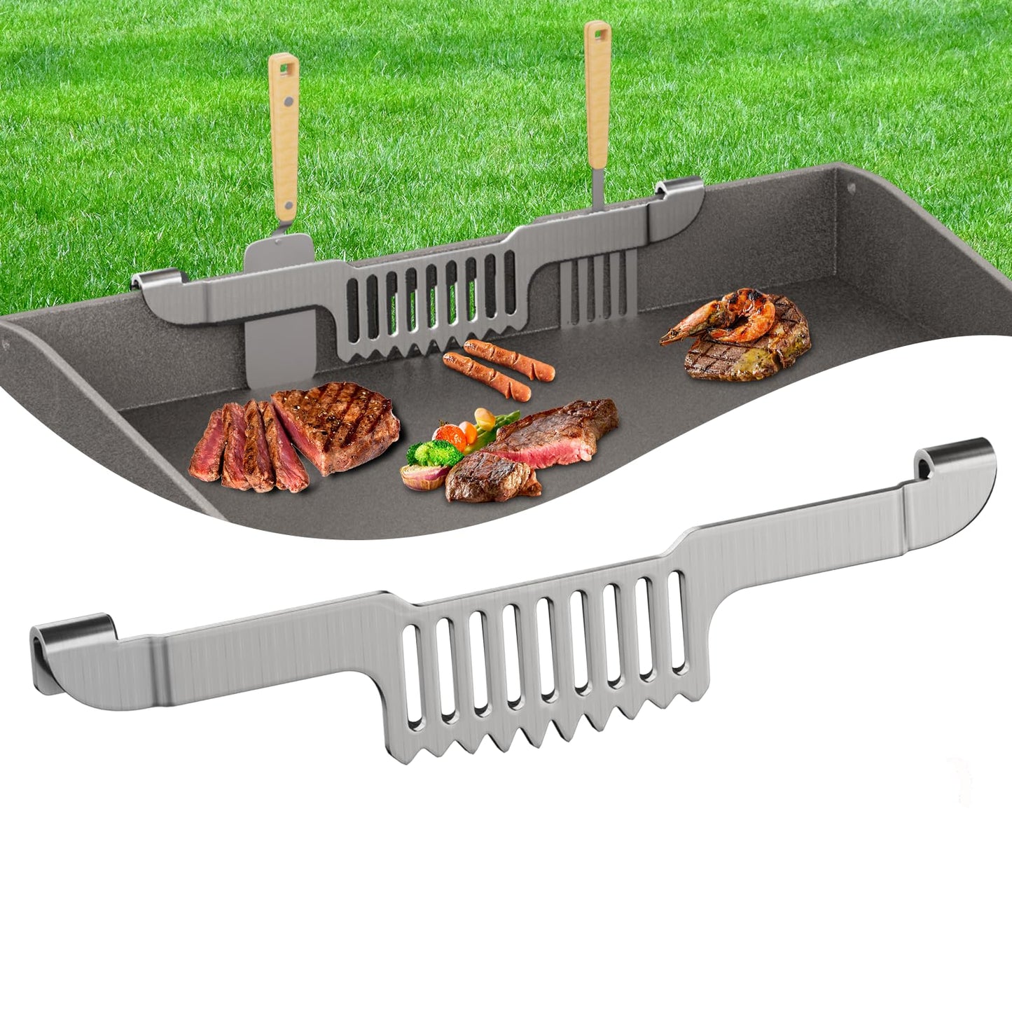 Grease Gate Spatula Holder for Blackstone Griddle,11.8 Inch Magnetic Design Stainless Steel Grease Trap Grill Food Mesh Screen Block Hold Rack Griddle Accessories for Blackstone(Black)
