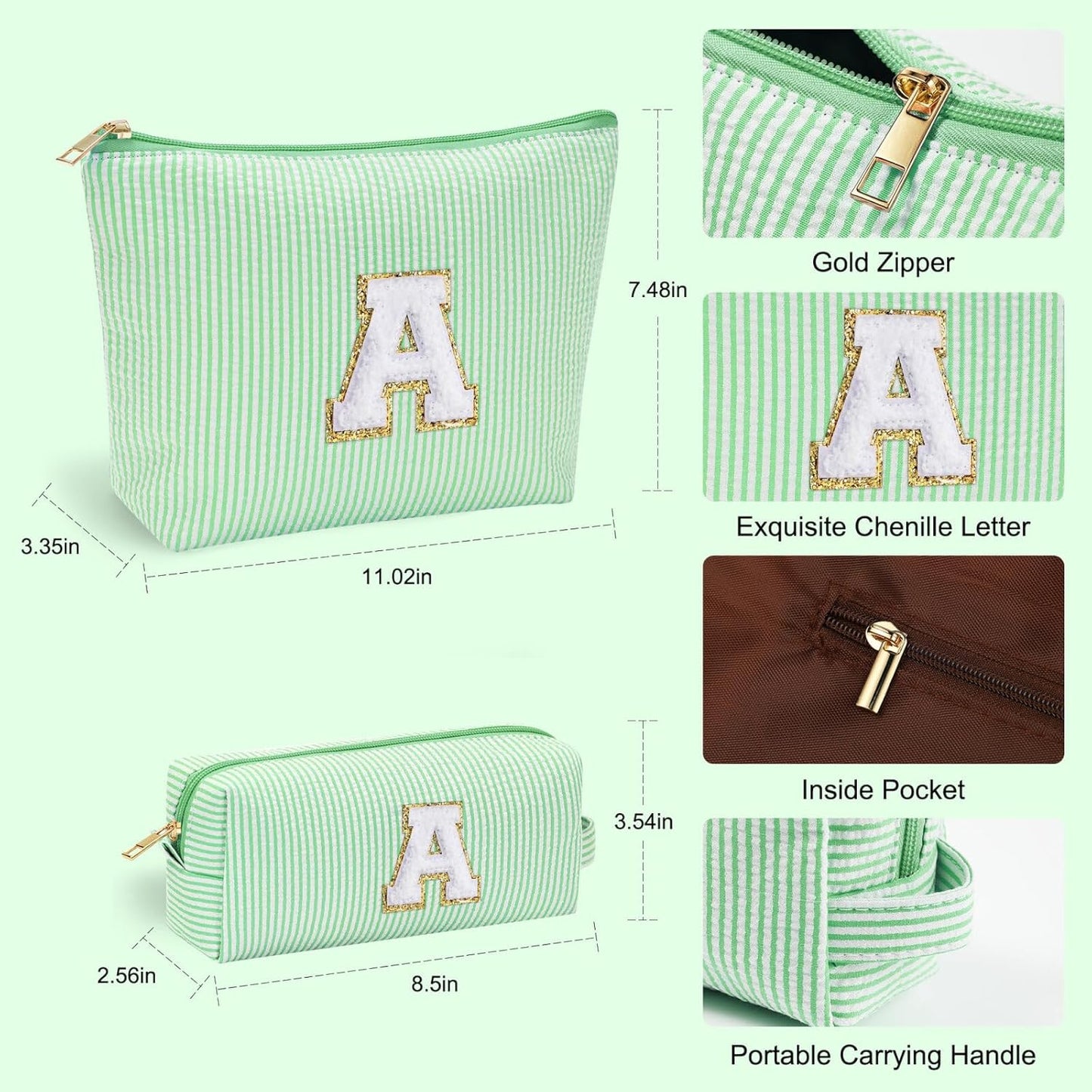 YOOLIFE Cute Makeup Bag | Teen Girl Gifts Trendy Stuff - Cosmetic Bags | Initial Make Up Bag | Personalized Gifts for Girls | Skin Care Bag | Mothers Day Gifts | Teen Girl Gifts Trendy Stuff K