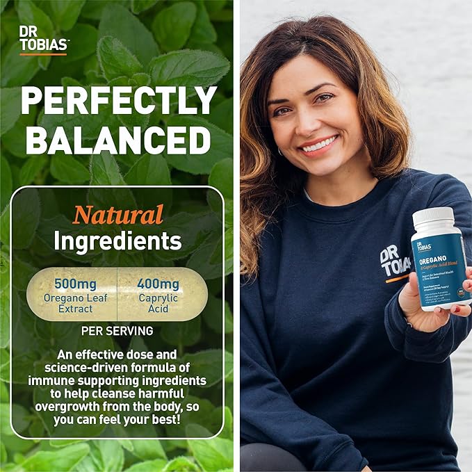 Dr. Tobias Adult Multivamin & Oregano and Caprylic Acid Supports Energy, Immune & Intestinal Health, Gut Flora Balance Complex, 42 Fruits & Vegetables with Probiotics & Herbs for Men & Women