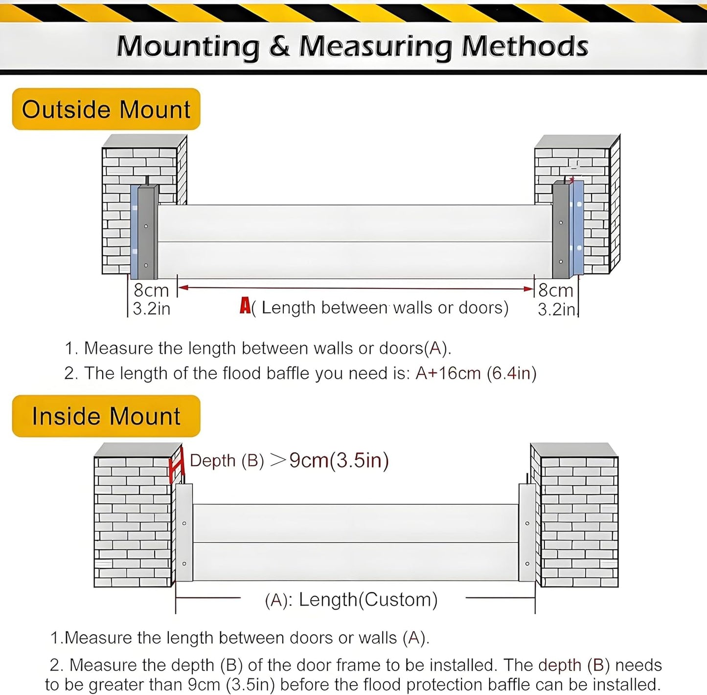 Flood Barriers for Home Exterior,Aluminum Alloy Outdoor Garage Doors Water Barriers for Flooding(H7.9Inch,L17.5FT)